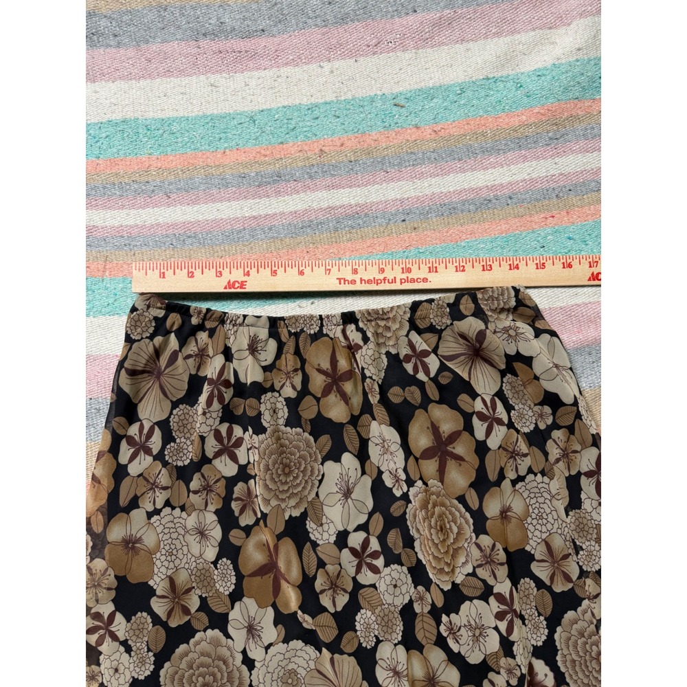 Y2K Style Floral Midi Skirt Sheer Overlay Brown Black Boho Whimsy Goth - Picture 3 of 5